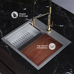 Swiss Madison Ravi Single Basin 25 x 22 Topmount Kitchen Workstation Sink - SM-KT769 - The Home Selection