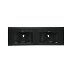 Swiss Madison 48" Zero Hole Double Basin Vanity Sink Top in Glossy Black - SM-VT0014GB