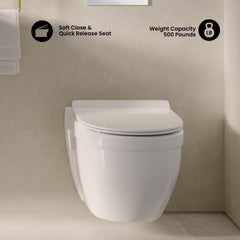 Swiss Madison Ivy Wall-Hung Toilet Bundle 0.8/1.6 GPF Dual Flush with White Flush Plate - SM-WT0901