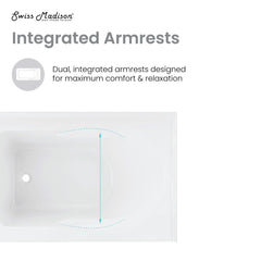 Swiss Madison Ivy 54 x 30 Skirted Left Drain Soaking Alcove Bathtub in Glossy White with Integrated Armrest -  SM-AB520