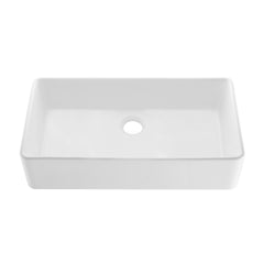 Swiss Madison Elegance 36" x 20" Single Basin Fireclay Farmhouse Kitchen Sink in Glossy White with Stainless Steel Grid - SM-FS3805GW