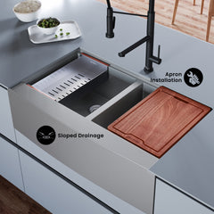 Swiss Madison Rivage 36 x 22 Dual Basin Apron Kitchen Workstation Sink - SM-KS787 - The Home Selection