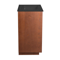 Swiss Madison Daxton 24" Freestanding Bathroom Vanity in Brown Oak with Black 3-Hole Centerset Sink Top - SM-BV372WN-3MB