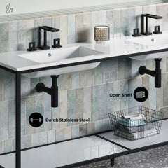 Swiss Madison Pierre 72 Double, Freestanding, Open Shelf, Matte Black Metal Frame Bathroom Vanity - SM-BV172