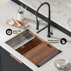 Swiss Madison Tourner 30" x 19" Stainless Steel, Single Basin, Undermount Kitchen Workstation Sink- SM-KU800 - The Home Selection