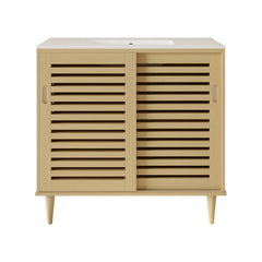 Swiss Madison  Delice 36" Freestanding Bathroom Vanity in Natural Oak with 3-Hole Widespread Sink Top - SM-BV1201NO-3W