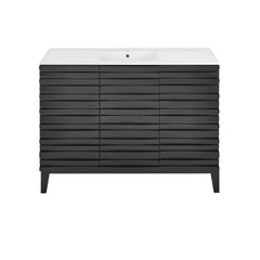 Swiss Madison Cascade 48 in. Black Oak Bathroom Vanity With White, 3-Hole Ceramic Sink Top - SM-BV557B-3