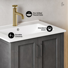 Swiss Madison Avallon 24" Bathroom Vanity in Matte Black - SM-BV280MB - The Home Selection