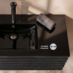 Swiss Madison 48" Vanity Sink Top in Glossy Black - SM-VT0012GB