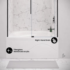 Swiss Madison Ivy 54'' x 30" Bathtub with Apron Right Hand Drain in White - SM-AB521