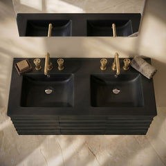 Swiss Madison 48" 3-Hole Widespread Double Basin Vanity Sink Top in Matte Black - SM-VT349-3MB