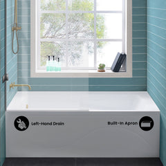 Swiss Madison Ivy 60" X 30" Left-Hand Drain Alcove Bathtub with Apron - SM-AB545 - The Home Selection