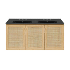 Swiss Madison Classe 48" Wall-Mounted Bathroom Vanity with Black 3-Hole Widespread Double Basin Sink Top - SM-BV2807