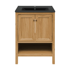 Swiss Madison Chateau 24" Freestanding Bathroom Vanity in Golden Oak with Black Sink Top - SM-BV240MB