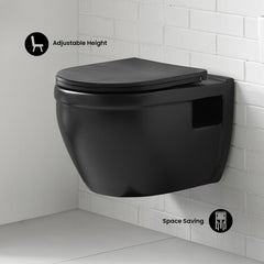 Swiss Madison Ivy Wall-Hung Toilet Bundle 0.8/1.6 GPF Dual Flush with Black Flush Plate - SM-WT0902