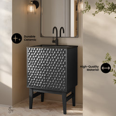 Swiss Madison Bosse 24" Freestanding Bathroom Vanity with Black Sink Top - SM-BV8801