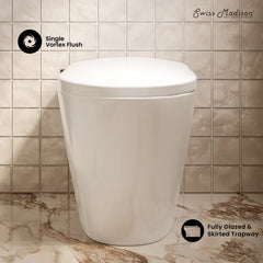 Swiss Madison Hugo U Power Flush Tankless Toilet 10" Rough-in 1 GPF Non-Electric ADA Toilet with Integrated Tank and Manual Bidet in Glossy White - SM-1T3904GW