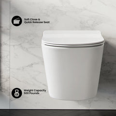 Swiss Madison Calice Wall-Hung Toilet Bundle 0.8/1.6 GPF Dual Flush in Glossy White - The Home Selection