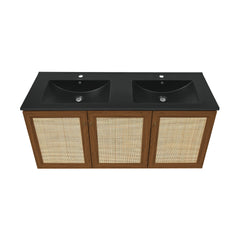 Swiss Madison Classe 48" Wall-Mounted Bathroom Vanity with Black Double Basin Sink Top - SM-BV2807