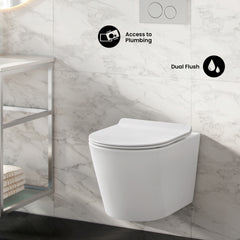 Swiss Madison Calice Wall-Hung Toilet Bundle 0.8/1.6 GPF Dual Flush in Glossy White - The Home Selection