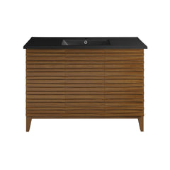 Swiss Madison Cascade 48, Double Basin Bathroom Vanity With Black Ceramic Sink Top - SM-BV557