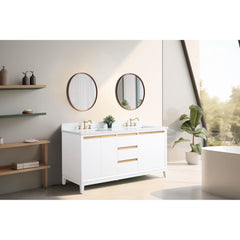 Vanity Art 72-Inch Bathroom Vanity: Double Sink, Ceramic Top, Soft-Closing Doors & Drawers, Solid Wood Frame - CVH72D
