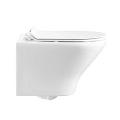 Swiss Madison Monaco Wall-Hung Toilet Bundle 0.8/1.6 GPF Dual Flush in Glossy White with White Flush Plate - SM-WT1001GW
