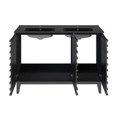 Swiss Madison Cascade 48, Double Basin Bathroom Vanity With Black Ceramic Sink Top - SM-BV557
