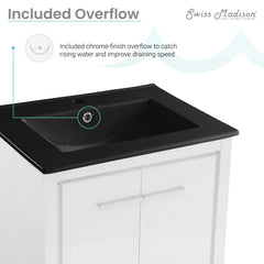 Swiss Madison Virage 24 in. White Bathroom Vanity With Ceramic Sink Top - SM-BV730W