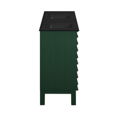 Swiss Madison Cascade 48" Freestanding Bathroom Vanity in Green Oak with Black 3-Hole Widespread Double Basin Sink Top - SM-BV557GA-D3WMB