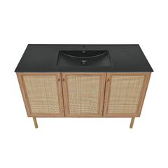Swiss Madison Classe 48" Freestanding Bathroom Vanity in Golden Oak with Black Sink Top - SM-BV665MB