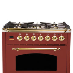 Hallman 30 in. Single Oven All Gas Italian Range, Brass Trim HGR30BS