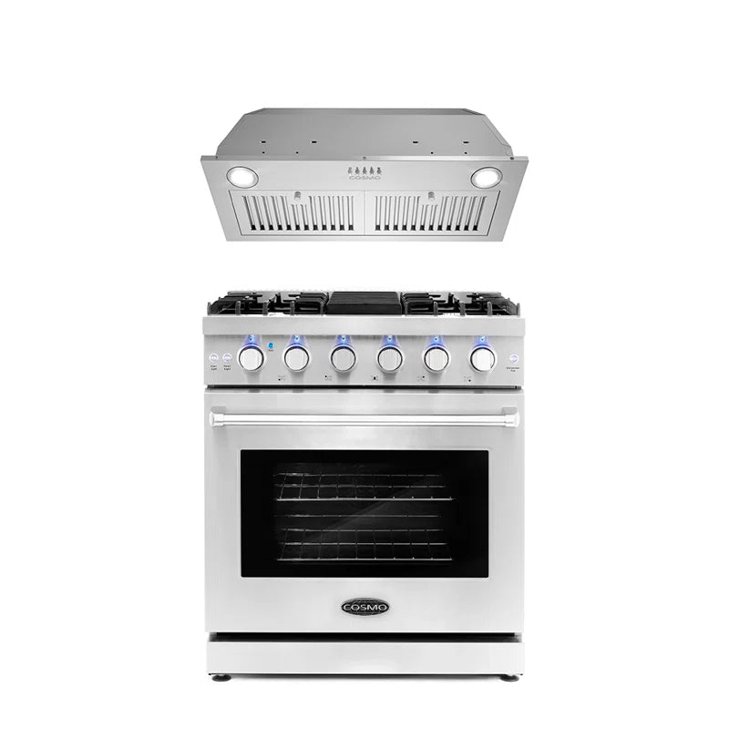 Cosmo 2-Piece Kitchen Package, 30″ Gas Range & Insert Range Hood - COS-2PKG-153