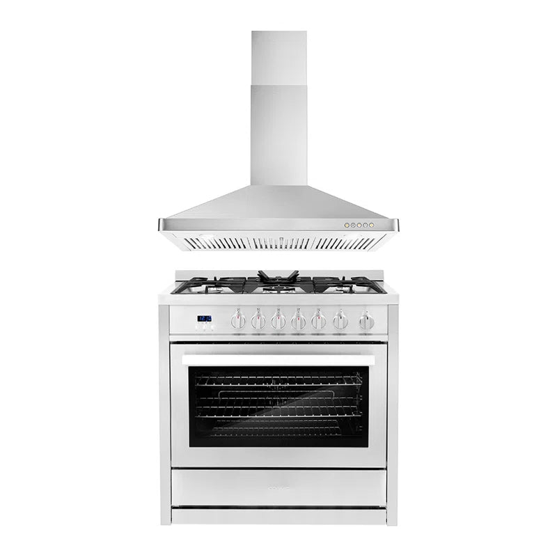Cosmo 2-Piece Kitchen, 36″ Gas Range and 36″ Wall Mount Range Hood - COS-2PKG-023