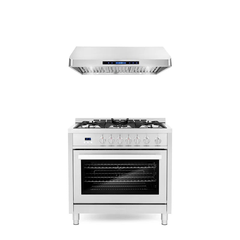 Cosmo 2-Piece Kitchen Package, 36″ Gas Range & 36″ Wall Mount Range Hood - COS-2PKG-118
