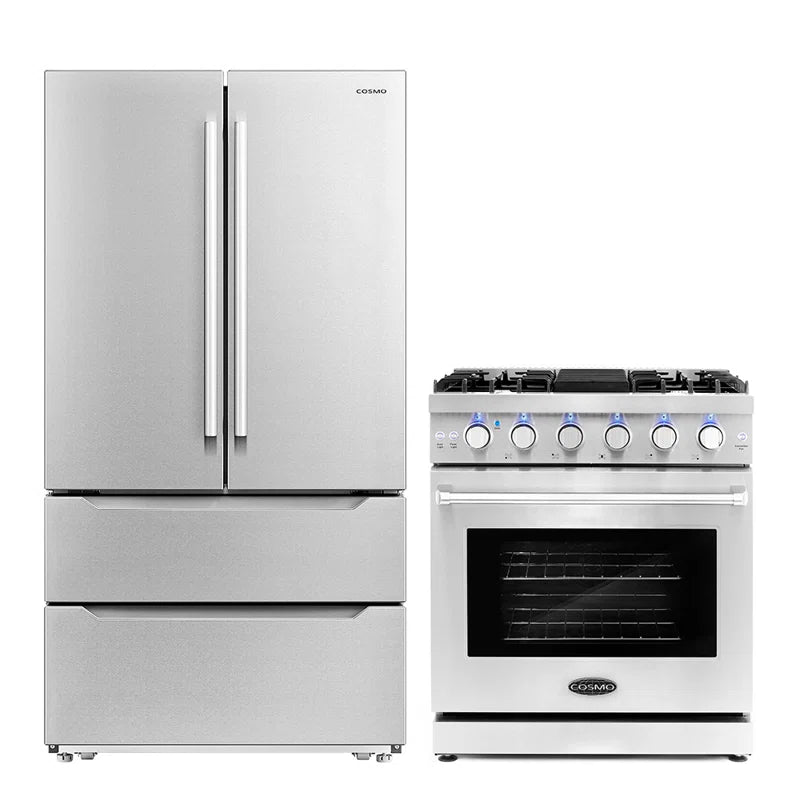 Cosmo 2PC Kitchen Package with 30″ Gas Range & French Door Refrigerator - COS-2PKG-098