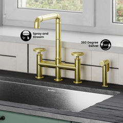 Swiss Madison Avallon Pro Widespread Kitchen Faucet with Side Sprayer SM-KF79 - The Home Selection