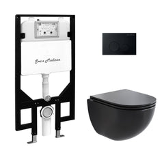 Swiss Madison St. Tropez Wall-Hung Toilet Bundle 0.8/1.6 GPF Dual Flush with Brass Flush Plate - SM-WT0801