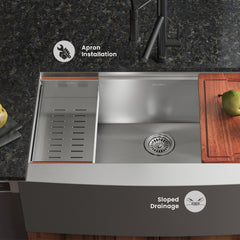 Swiss Madison Rivage 33 x 22 Single Basin Apron Kitchen Workstation Sink - SM-KS780 - The Home Selection