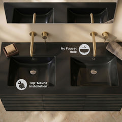 Swiss Madison 48" Zero Hole Double Basin Vanity Sink Top - SM-VT0021 - The Home Selection