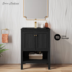 Swiss Madison Chateau 24" Freestanding Bathroom Vanity with Black Sink Top - SM-BV0601