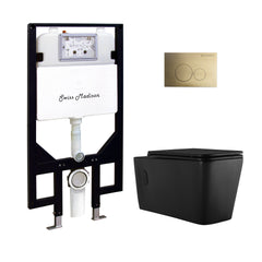 Swiss Madison Concorde Wall-Hung Toilet Bundle 0.8/1.6 GPF Dual Flush with Brass Flush Plate - SM-WT0202