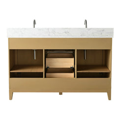 Vanity Art 54-Inch Bathroom Vanity: Double Sink, Ceramic Top, Soft-Closing Doors & Drawers, Solid Wood Frame - CVH54D
