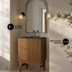 Swiss Madison Bosse 24" Freestanding Bathroom Vanity with Black 3-Hole Centerset Sink Top - SM-BV8801