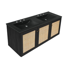 Swiss Madison Classe 48" Wall-Mounted Bathroom Vanity with Black 3-Hole Widespread Double Basin Sink Top - SM-BV2807