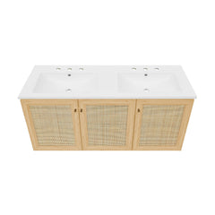 Swiss Madison Classe 48" Wall-Mounted Bathroom Vanity with 3-Hole Widespread Double Basin Sink Top - SM-BV2807