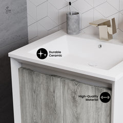 Swiss Madison Marseille 24 Single, Two Doors, Open Shelf Bathroom Vanity - SM-BV142