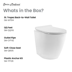 Swiss Madison St. Tropez Back to Wall Concealed Tank Toilet Bowl Bundle in Glossy White - SM-WK514-01C