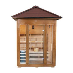 Sunray Saunas Waverly 3-Person Outdoor Traditional Sauna with 4.5kW Harvia Heater & Shingled Roof Design - HL300D2 Waverly