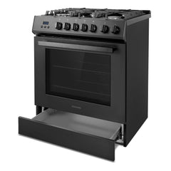 Cosmo Cosmo 30 in. Nebula Collection 5.0 cu. ft. Gas Range, 5 Burners, Rapid Convection Oven, Cast Iron Grates in Matte Black - COS-305AGC-BK